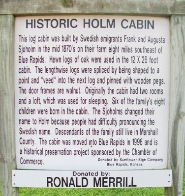 Historic Holm Cabin Marker. Click for full size. Historic Holm Cabin Marker image. Click for full size.