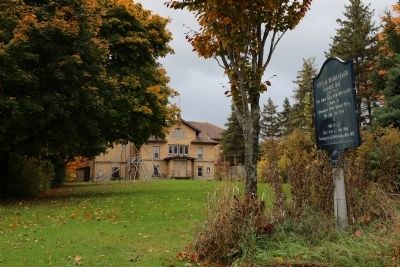 Marker and Town Hall image. Click for full size.