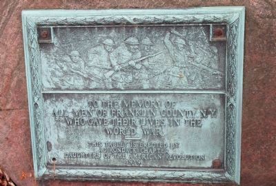 To the Memory of All Men of Franklin County, N.Y. WWI Memorial. Click for full size. To the Memory of All Men of Franklin County, N.Y. WWI Memorial image. Click for full size.