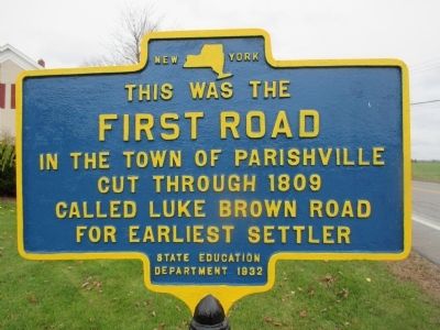 First Road in the Town of Parishville Marker image. Click for full size.