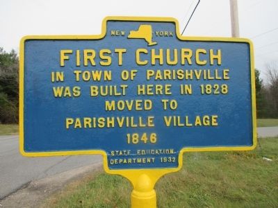 First Church in the Town of Parishville Marker image. Click for full size.