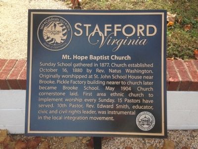 Mt. Hope Baptist Church Marker image. Click for full size.
