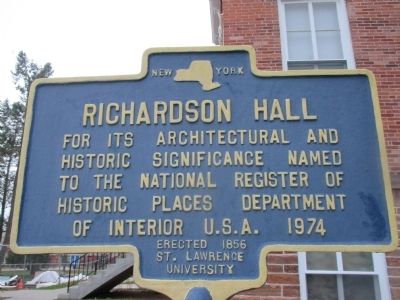 Richardson Hall Marker. Click for full size. Richardson Hall Marker image. Click for full size.
