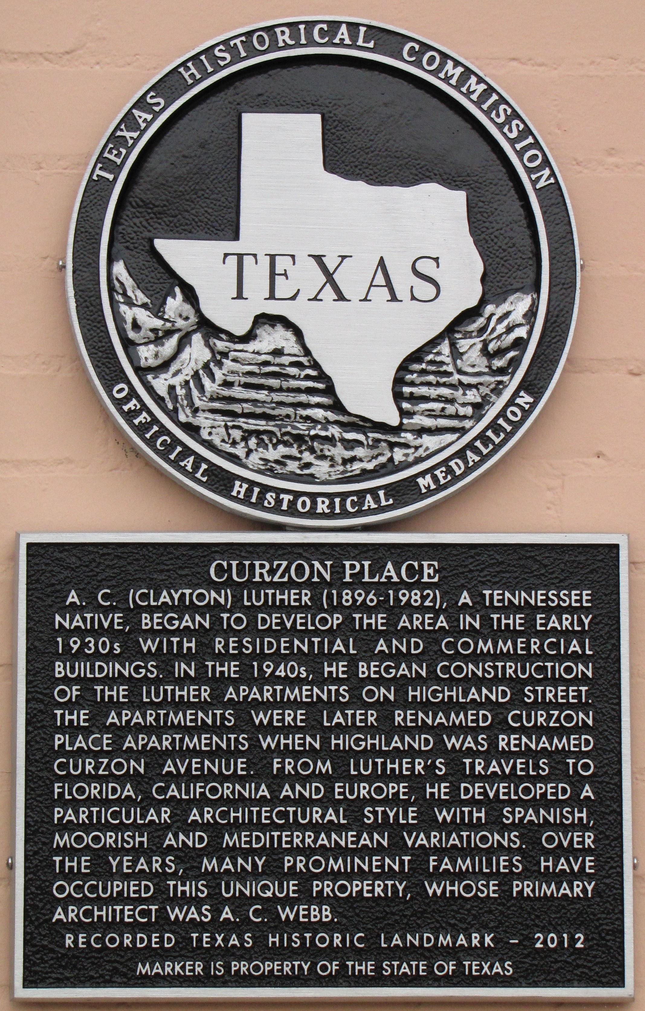 Curzon Place Texas Historical Marker