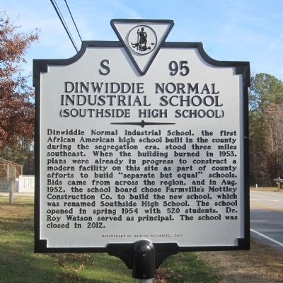 Dinwiddie Normal Industrial School Marker image. Click for full size.