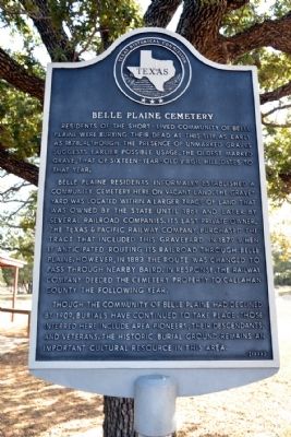 Belle Plaine Cemetery Marker. Click for full size. Belle Plaine Cemetery Marker image. Click for full size.