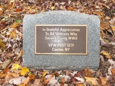 Separate Stone at Back of Memorial - All in WWII image. Click for full size.