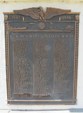 World War II Plaque. Click for full size. World War II Plaque image. Click for full size.