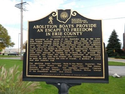 The Underground Railroad / Abolition Boats Provide an Escape to Freedom in Erie County Marker image. Click for full size.