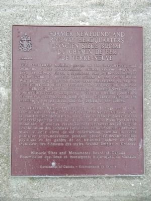 Former Newfoundland Railway Headquarters Marker. Click for full size. Former Newfoundland Railway Headquarters Marker image. Click for full size.