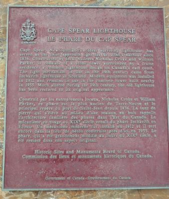 Cape Spear Lighthouse Marker. Click for full size. Cape Spear Lighthouse Marker image. Click for full size.