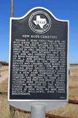 New Hope Cemetery Marker image. Click for full size.