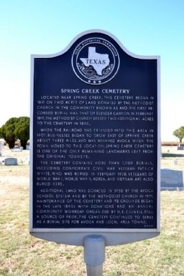 Spring Creek Cemetery Marker. Click for full size. Spring Creek Cemetery Marker image. Click for full size.