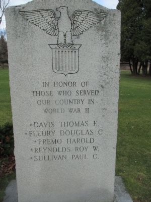 Front - Westville WWII Memorial. Click for full size. Front - Westville WWII Memorial image. Click for full size.