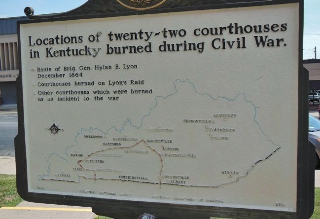 Map of Kentucky Courthouses Burned During Civil War. Click for full size. Map of Kentucky Courthouses Burned During Civil War image. Click for full size.