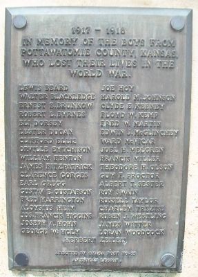 War Memorial WWI Honor Roll image. Click for full size.