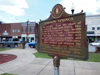 Dawson Springs Marker (<i>wide view</i>). Click for full size. Dawson Springs Marker (<i>wide view</i>) image. Click for full size.