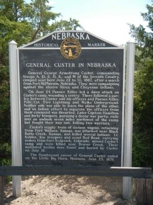 General Custer in Nebraska Marker. Click for full size. General Custer in Nebraska Marker image. Click for full size.