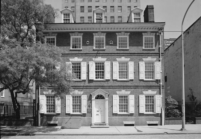 <i>GENERAL VIEW AND WEST (FRONT) ELEVATION, AFTER RESTORATION - Reynolds-Morris House
.</i>. Click for full size. <i>GENERAL VIEW AND WEST (FRONT) ELEVATION, AFTER RESTORATION - Reynolds-Morris House
.</i> image. Click for full size.