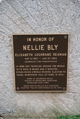 In Honor of Nellie Bly Marker image. Click for full size.