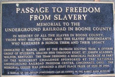 Passage To Freedom From Slavery Marker. Click for full size. Passage To Freedom From Slavery Marker image. Click for full size.