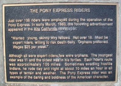 The Pony Express Riders Marker image. Click for full size.