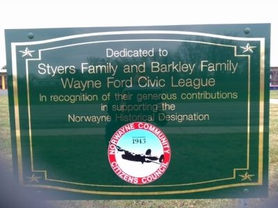 Norwayne Subdivision Dedication Sign. Click for full size. Norwayne Subdivision Dedication Sign image. Click for full size.