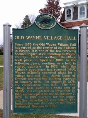 Old Wayne Village Hall Marker image. Click for full size.