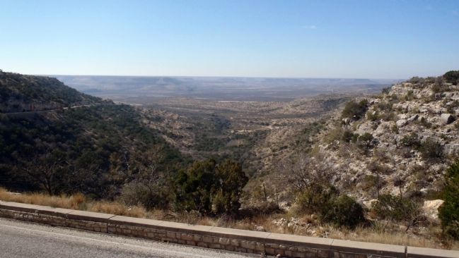 View from marker site of the valley of the Pecos River image. Click for full size.