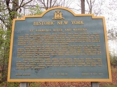 St. Lawrence River and Massena Marker. Click for full size. St. Lawrence River and Massena Marker image. Click for full size.