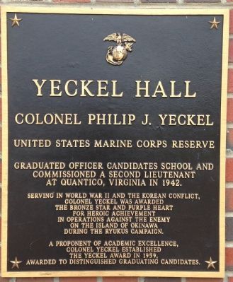 Yeckel Hall Marker image. Click for full size.