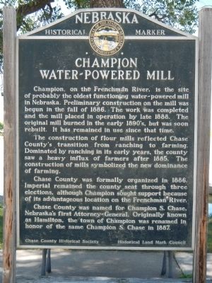 Champion Water-powered Mill Marker image. Click for full size.