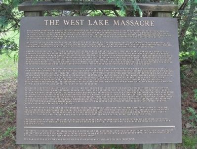The West Lake Massacre Marker. Click for full size. The West Lake Massacre Marker image. Click for full size.
