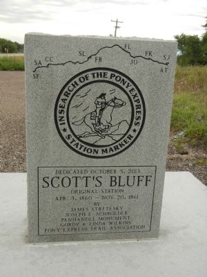 Scott's Bluff Pony Express Station Marker. Click for full size. Scott's Bluff Pony Express Station Marker image. Click for full size.