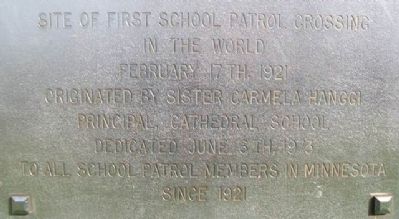Site of First School Patrol Crossing in the World Marker Detail. Click for full size. Site of First School Patrol Crossing in the World Marker Detail image. Click for full size.