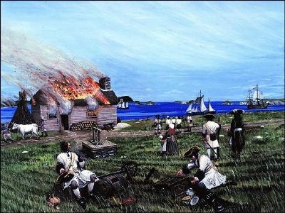 The French Attack Ferryland (detail from the marker) image. Click for full size.