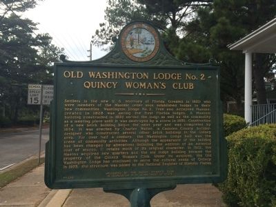 Old Washington Lodge No. 2 ~ Quincy Woman's Club Marker image. Click for full size.
