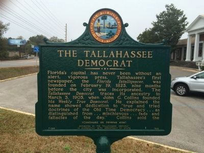 The <i>Tallahassee Democrat</i> Marker (Side 1). Click for full size. The <i>Tallahassee Democrat</i> Marker (Side 1) image. Click for full size.