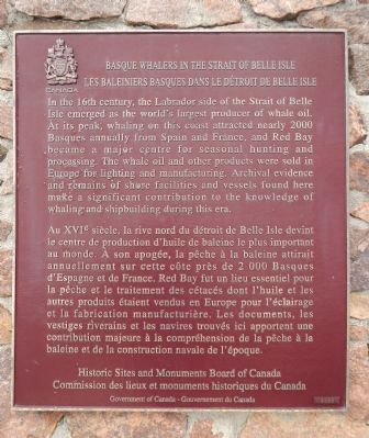 Basque Whalers in the Strait of Belle Isle Marker image. Click for full size.