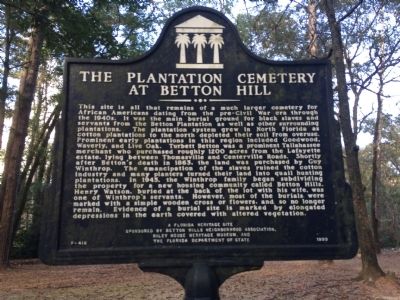 The Plantation Cemetery At Betton Hill Marker image. Click for full size.