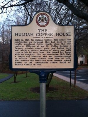 The Huldah Coffer House Marker. Click for full size. The Huldah Coffer House Marker image. Click for full size.