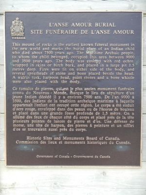 L’anse Amour Burial Marker. Click for full size. L’anse Amour Burial Marker image. Click for full size.