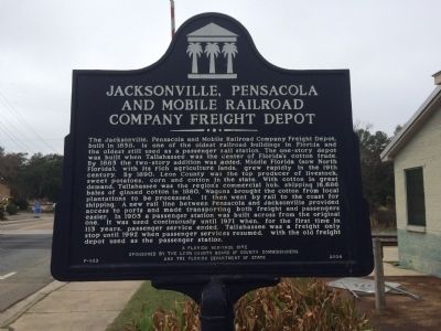 Jacksonville, Pensacola and Mobile Railroad Company Freight Depot Marker image. Click for full size.