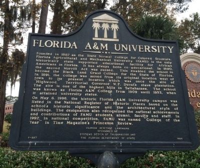Florida A&M University Marker. Click for full size. Florida A&M University Marker image. Click for full size.