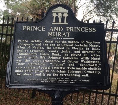 Former Prince And Princess Murat Marker. Click for full size. Former Prince And Princess Murat Marker image. Click for full size.