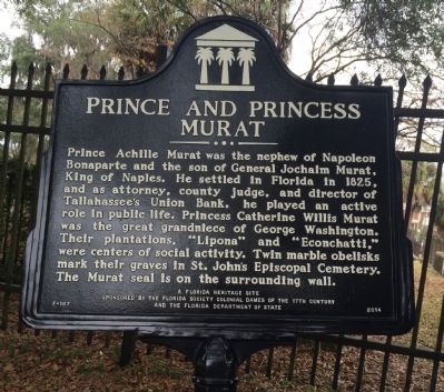 Former Prince And Princess Murat Marker image. Click for full size.