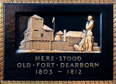 Old Fort Dearborn Marker, Inset image. Click for full size.