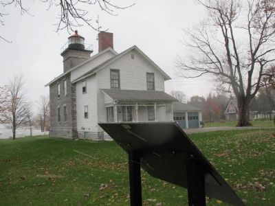Back of Marker and West Side of Sodus Bay Lighthouse image. Click for full size.