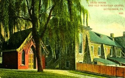 <i>Dead House and Old Moravian Chapel, Bethlehem, Pa.</i>. Click for full size. <i>Dead House and Old Moravian Chapel, Bethlehem, Pa.</i> image. Click for full size.