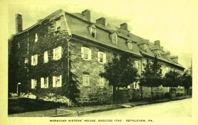 <i> Moravian Sisters' House, Erected 1742 Bethlehem, Pa.</i> image. Click for full size.